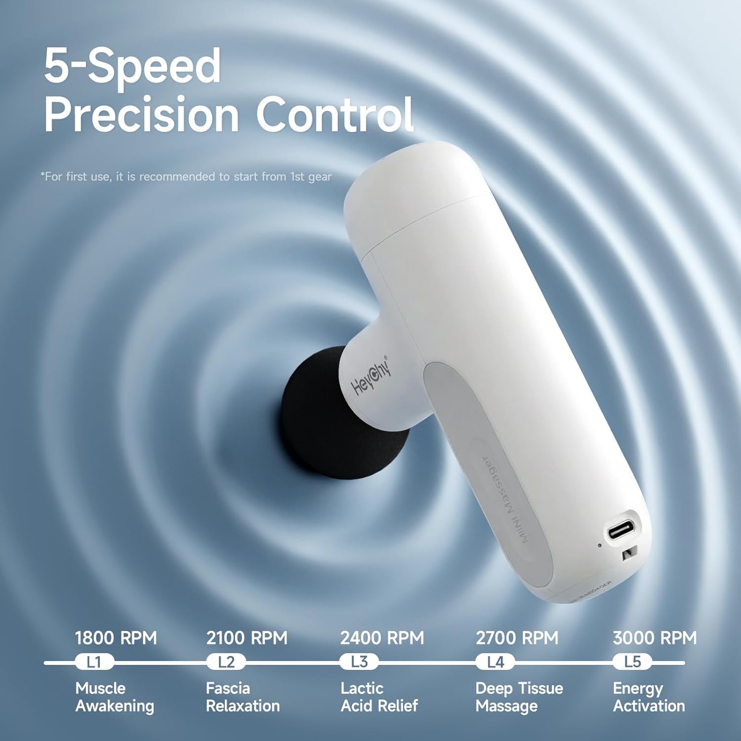 Super Mini Massagepistole für tiefes Gewebe, Handheld mit 4 Aufsätzen, Leise und reisetauglich zur Linderung von Rücken- und Muskelschmerzen (Weiß) – Bild 4