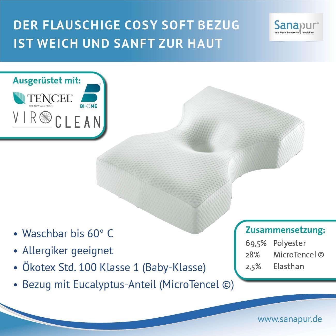 Sanapur Original Kissen 4.0 – Version MED – Orthopädisches Seitenschläferkissen, hergestellt in Deutschland mit Viscoschaum/Weichschaum – Bild 8