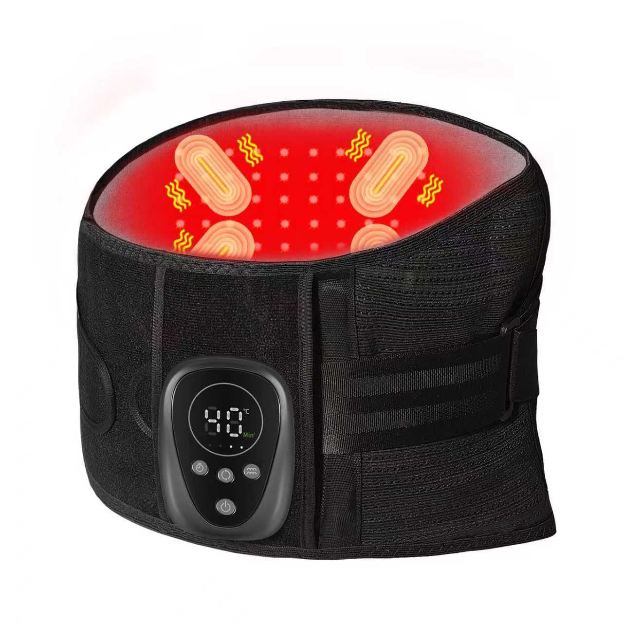 HONGJING Rotlichttherapie-Rückenmassagegürtel zur Schmerzlinderung im unteren Rückenbereich, Rückenstützgürtel mit Wärme und Massage bei Bandscheibenvorfall, Skoliose, Ischias (L)