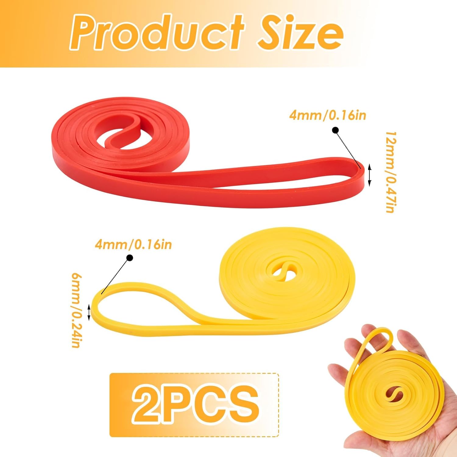 2 Stücke Widerstandsband, 5-35lb 100% Latex Widerstandsband, Einzelpack Gymnastikband, Widerstandsband, Krafttraining, Fitnessband, Gummiband Sport für Reha-Übungen, Yoga, Pilates, Krafttraining – Bild 2