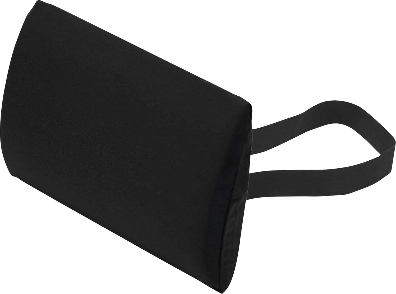 THERALINE Lendenkissen, 32 x 23 x 5/1 cm, mit Bezug 'Twill schwarz', ergonomisches Rückenkissen zur Unterstützung von Rückenschmerzen, ideal für Auto und Büro, abnehmbarer Gurt