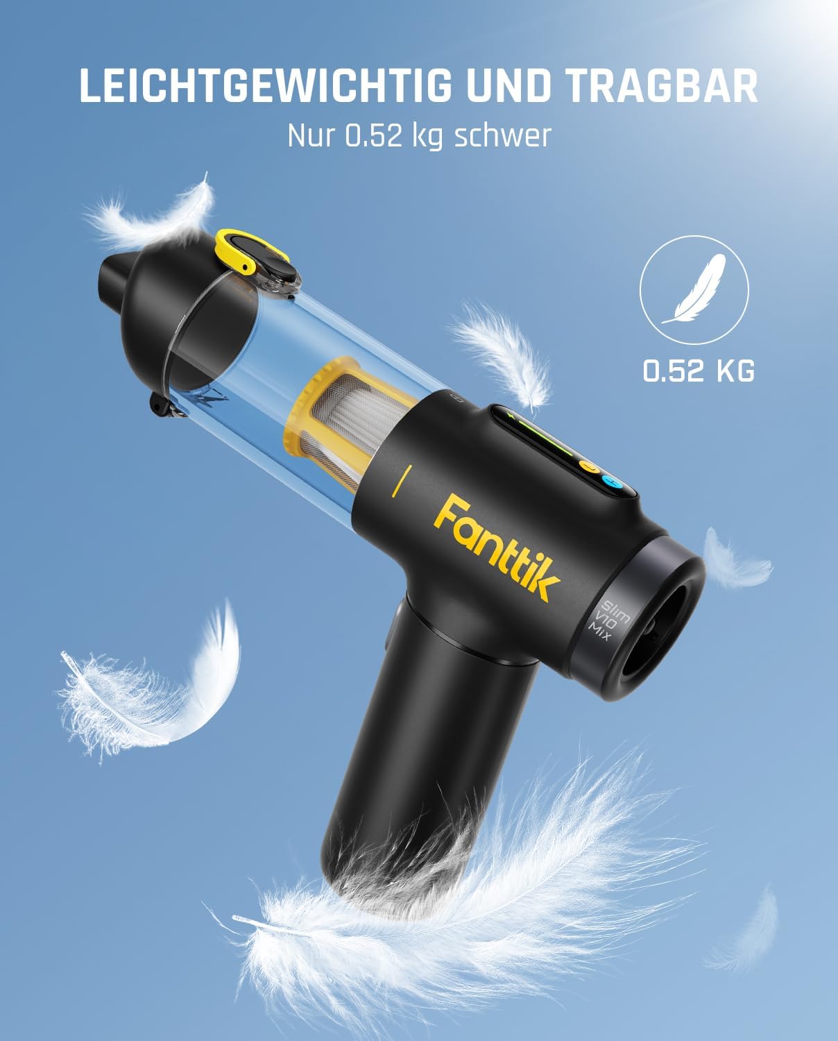 Fanttik Slim V10 Mix Kabelloser Auto-Staubsauger, 4-in-1-Handstaubsauger, intelligentes LED-Farbdisplay, 16 kPa starke Saugleistung, tragbarer Mini-Staubsauger für Auto, Büro und Tastaturen – Bild 6