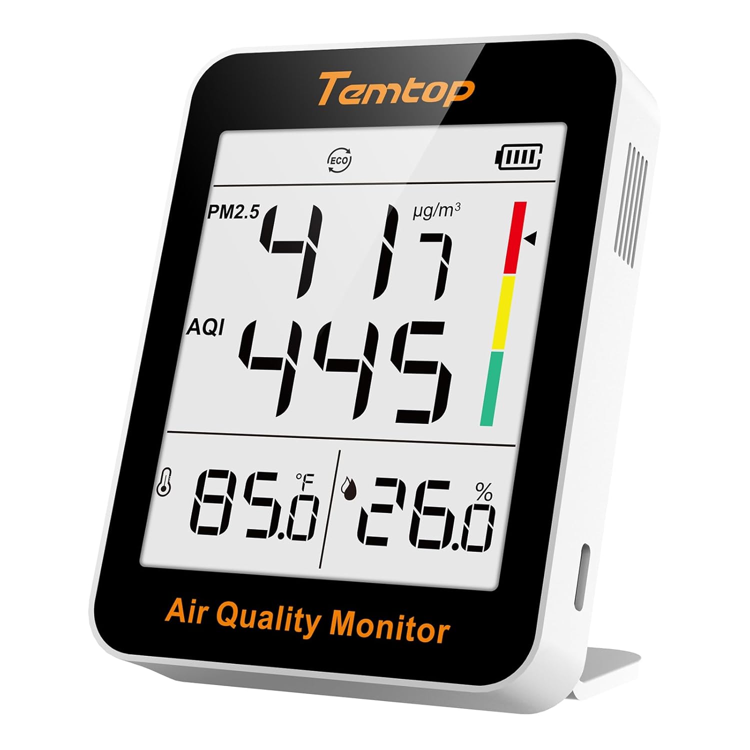 Temtop S1-UP Luftqualitätsmessgerät PM2,5, AQI, Temperatur und Luftfeuchtigkeit, extrem lange Batterielebensdauer von 100 Tagen, ideal für Zuhause und Büro