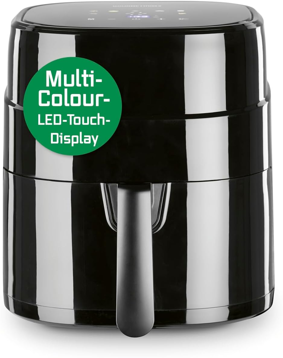 GOURMETmaxx Heißluftfritteuse 4,5 L – Airfryer 1400 W mit digitalem Farbdisplay, Timer, Abschaltautomatik & Überhitzungsschutz, spülmaschinenfestes Zubehör, fettfreies Frittieren – Schwarz