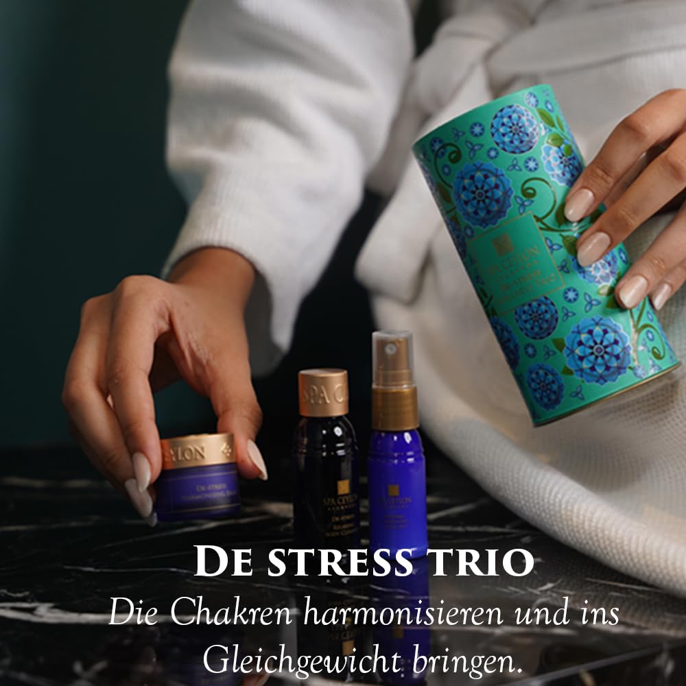 SPA CEYLON DE-STRESS Wellness-Trio-Set mit Duschgel, Körpercreme und Aromabalsam, Aromatherapie-Geschenkset zum Stressabbau und zur Entspannung, vegan und auf natürlicher Basis – Bild 3
