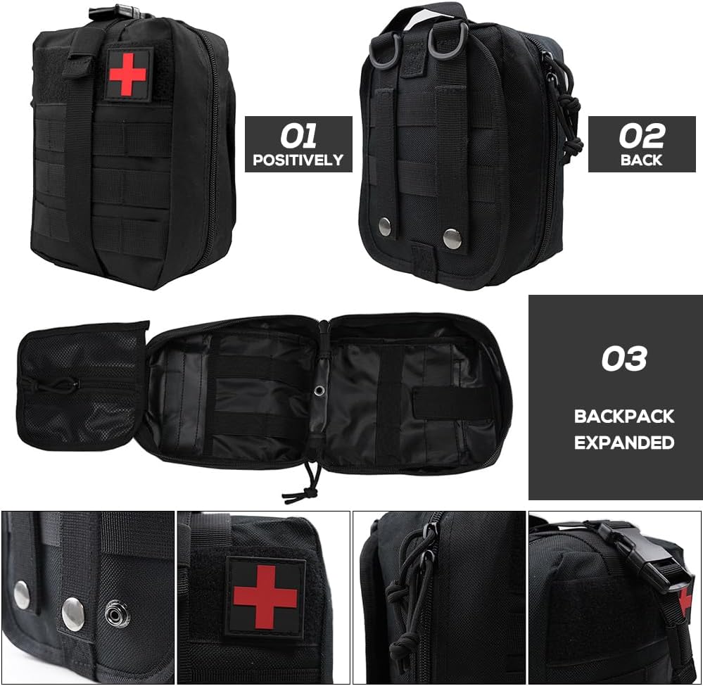 46-teiliges Erste-Hilfe-Set für den Außenbereich, Erste-Hilfe-Trauma-Set, militärische Notfall-Trauma-Überlebensausrüstung, medizinische taktische Tasche für Outdoor-Camping, Auto, Zuhause – Bild 2