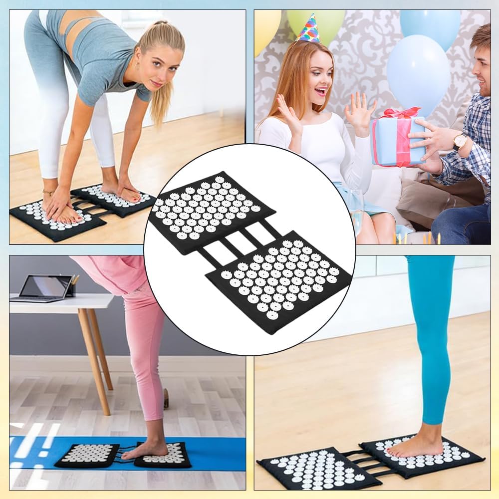 Akupressurmatte für Füße und Rücken, 2x33cm Akupunktur Matte Schwarz, Nagelmatte mit 110 ABS-Spitzen, Waschbare Tragbare Faszienmatte für Massage Entspannung, Zuhause, ins Büro oder auf Reisen – Bild 7
