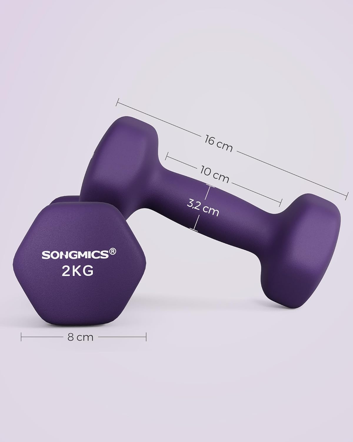 SONGMICS Kurzhanteln 2er-Set, sechseckig, Neopren-Beschichtung, Krafttraining, Workout, Fitness, Training zu Hause – Bild 5
