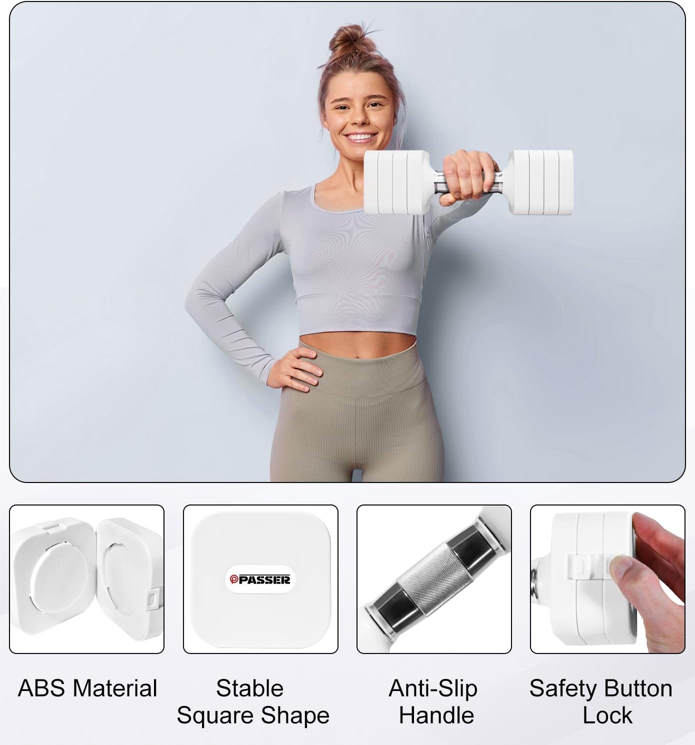 10 kg Hanteln verstellbar, 4-in-1 Hanteln verstellbar für Damen Herren, Hantel-Set, Hantel-Set für Zuhause, Fitnessstudio, Training, Krafttraining, Workout – Bild 3