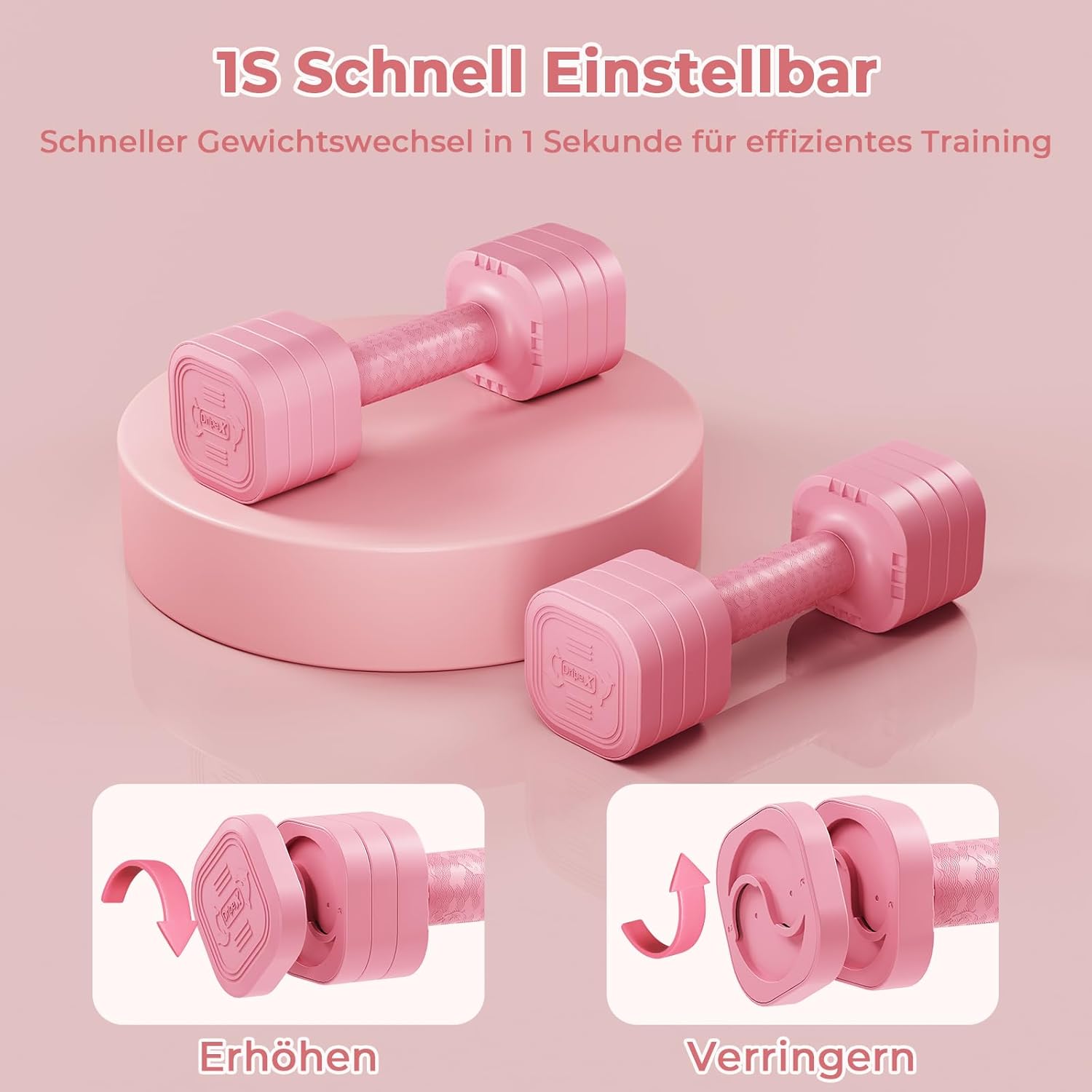 Dripex Kurzhantel-Set, verstellbare Kurzhanteln, 1 Paar 2,5 kg x 2 oder 5 kg x 2 oder 7,5 x 2, 6 Hantelscheiben mit einem Gewicht von 0,25 kg oder 0,5 kg oder 0,75 kg – Bild 2