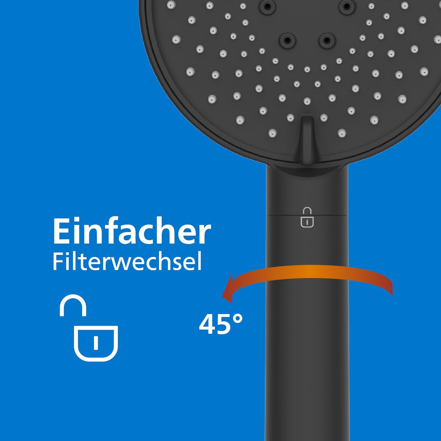 Philips Wasserduschkopf mit Filter – Haut- und Haarschutz, entfernt effektiv Chlor und große Partikel, 3 Sprühmodi, 1 Monat Filterkapazität, Schwarz – Bild 9