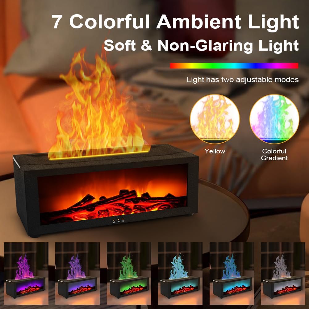 Flammen-Aroma-Diffusor, 7-Farben-Licht-Aroma-Diffusor für Duftöle, mit Fernbedienung, für Zuhause, Wohnzimmer, Schlafzimmer, Yoga, Spa, Büro – Bild 4