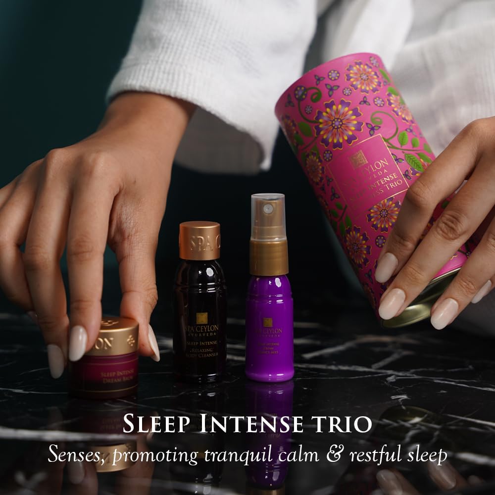 SPA CEYLON Sleep Intense Wellness Trio Set mit Duschgel, Körpercreme und Balsam, beruhigendes Geschenkset für tiefen Schlaf und Abendroutine, vegan und ayurvedisch inspiriert – Bild 3