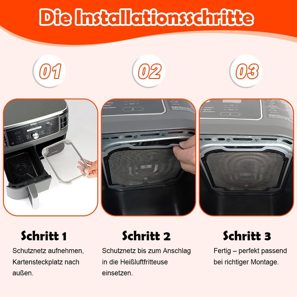 BYKITCHEN 2 Stück Spritzschutz Zubehör für Ninja Dual Zone Heißluftfritteuse 9,5L DZ400EU/DZ400EUSTGD/AF400EU, Magnetisch Edelstahl Spritzschutz, Heißluftfritteuse Zubehör für Ninja Airfryer – Bild 9