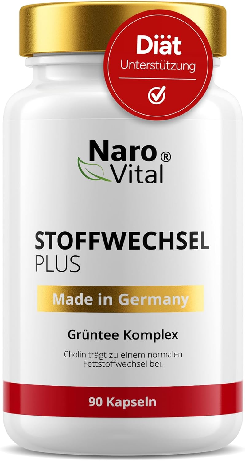 Stoffwechselbeschleunigender Schlankheitskomplex – hochdosiert mit grünem Tee, grünem Kaffee, Bittermelone, Guarana, Cholin und Ingwer – 90 vegane Stoffwechselkapseln – Tabletten zur Diätunterstützung