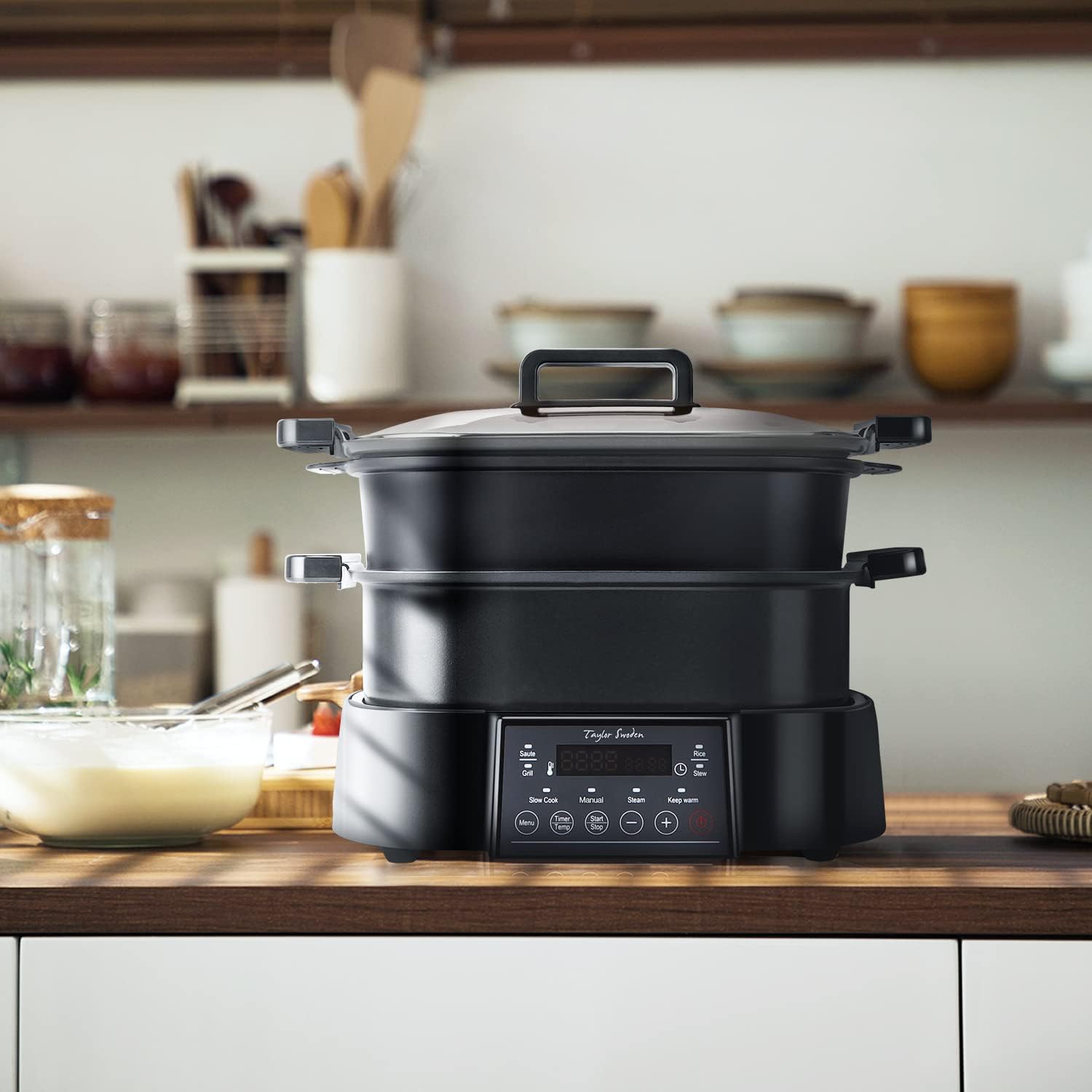 Taylor Swoden Arthur Dampfgarer mit Timer, Ultrakompakter Dampfgarer mit 3 Schlitzen, BPA-frei, programmierbar, voreingestellte Programme, Warmhaltefunktion, 6 l, 1250 W – Bild 9