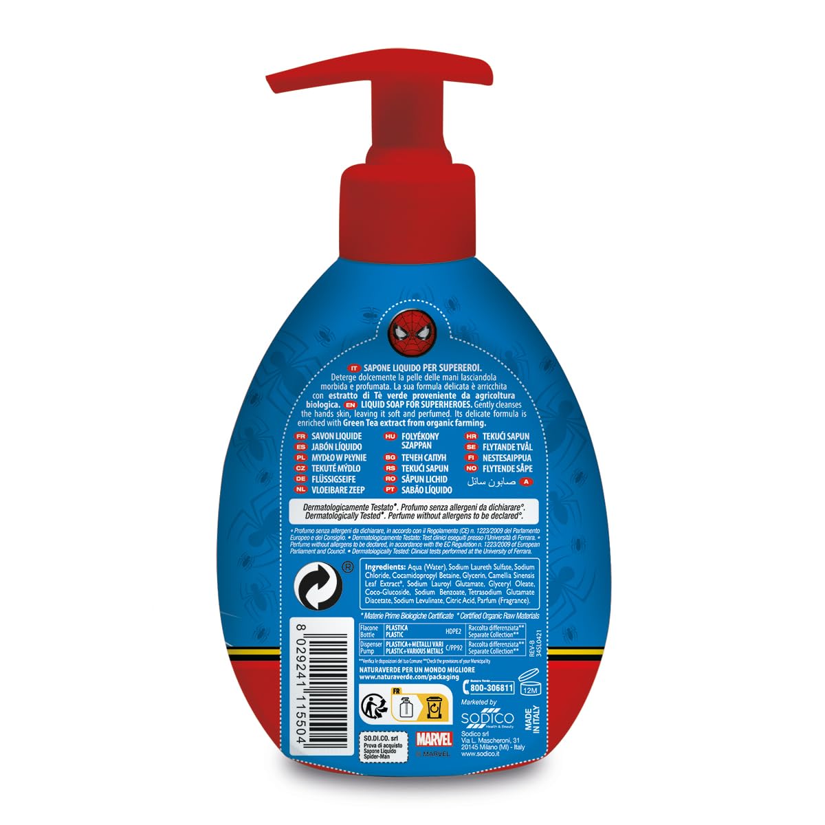 Naturaverde Kids Marvel Spider-Man Duschgel für Kinder, Duschseife für den Körper, Hygieneprodukte für Kinder, mit Bio-Haferextrakt, 500 ml – Bild 2
