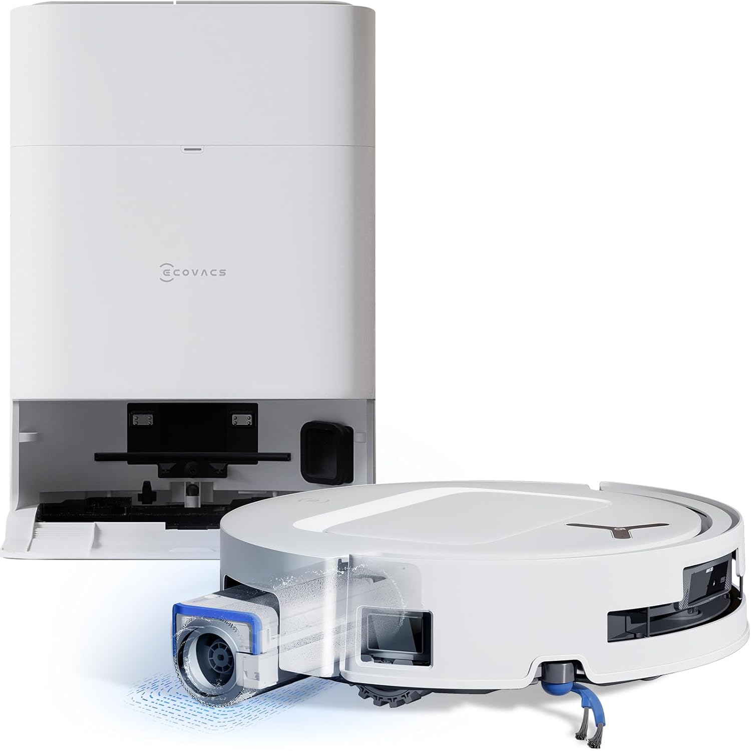ECOVACS Deebot T80 Omni Roboterstaubsauger mit Wischfunktion, 18.000 Pa, OZMO Roller Wischwalze mit kontinuierlicher Frischwasser-Selbstreinigung, ZeroTangle 3.0, Wischwäsche mit 40–75 °C heißem Wasser, Weiß