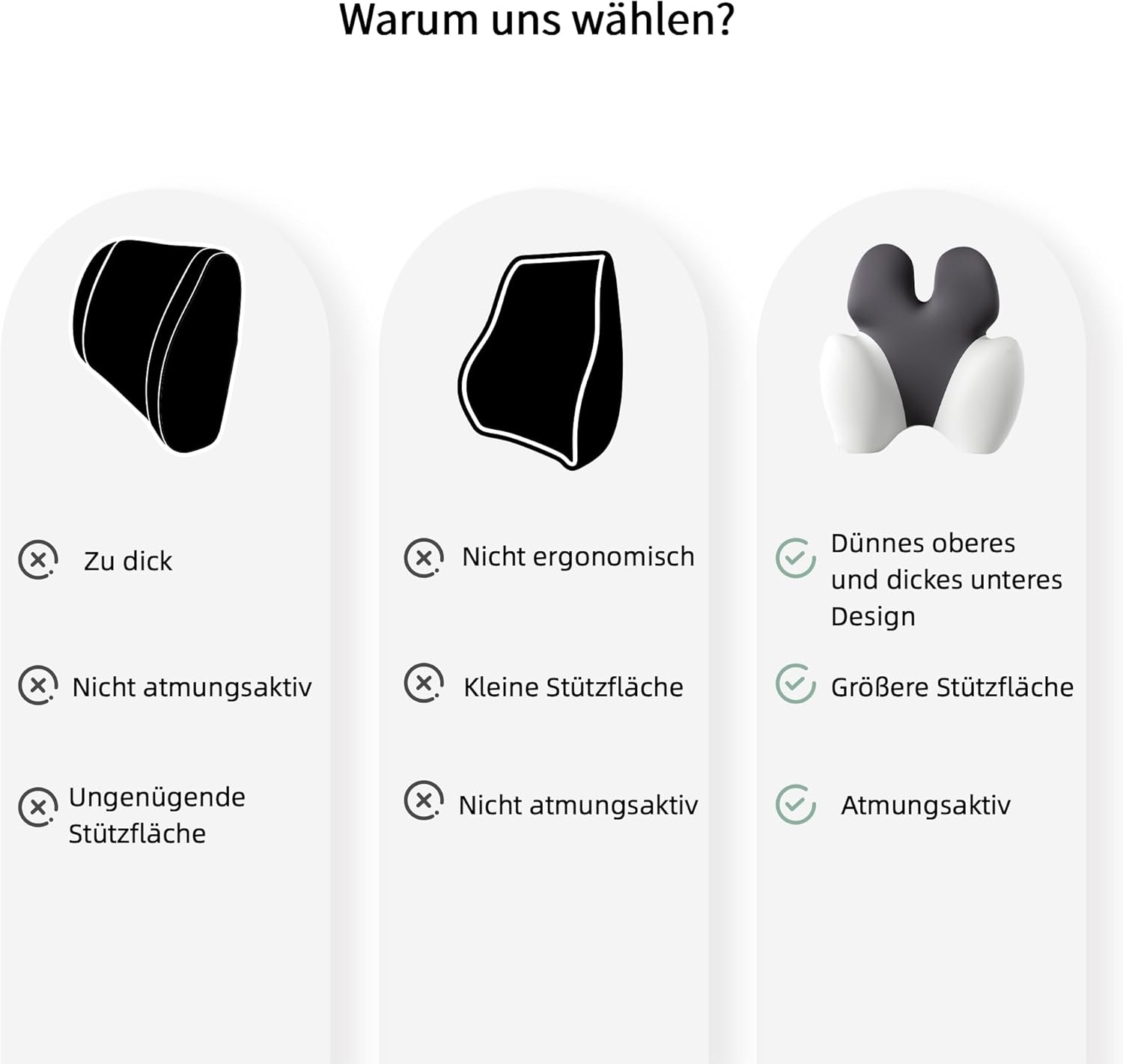 Orthopädisches Lendenkissen | Ergonomisches Rückenkissen gegen Rückenschmerzen aus Memory-Schaum – Bild 5