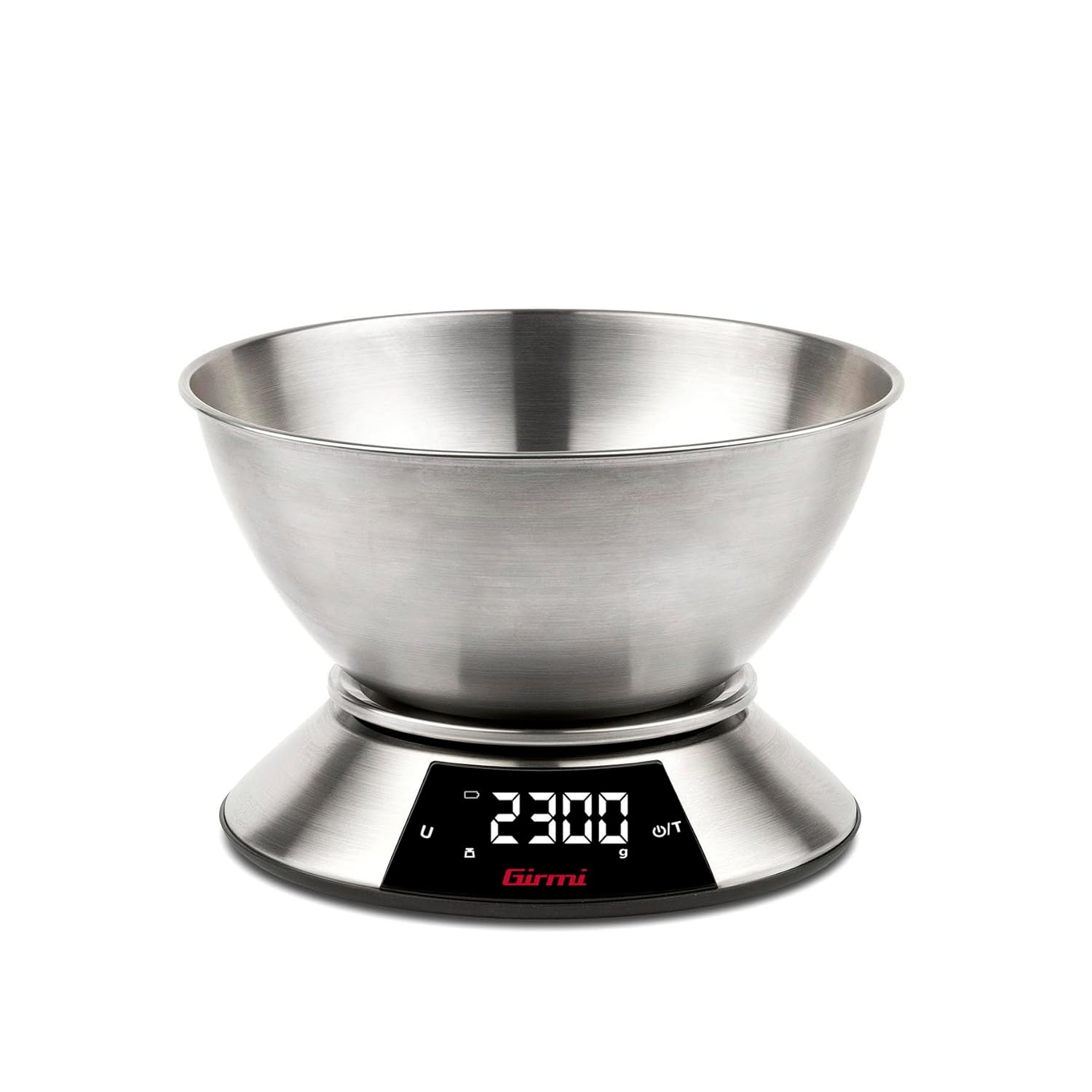 Girmi PS86 Küchenwaage, 2 l Schüssel, Gehäuse und Schüssel aus Edelstahl, großes Display 58 x 30 mm, Messung 1 g/5 kg, Tarafunktion – Bild 2