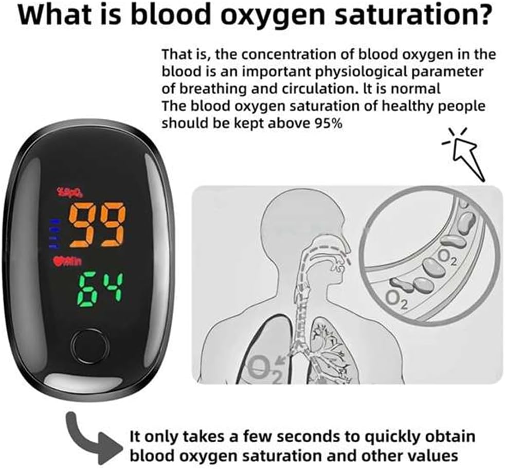 10-Facher Pulsmesser, Blutsauerstoffsättigungsdetektor, Blutsauerstoffmessgerät mit digitaler Anzeige, Hochpräzises Oximetermessgerät – Bild 8