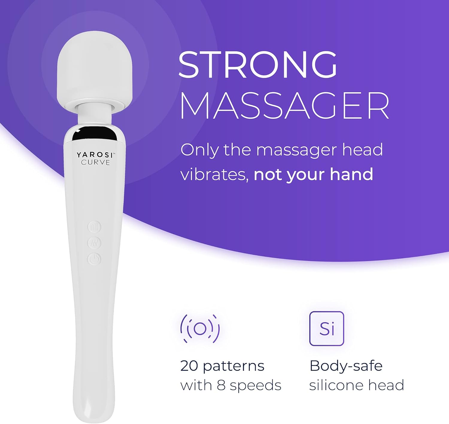 Yarosi Curve-Massagegerät – Massagestab mit 8 leistungsstarken Geschwindigkeiten und 20 Vibrationsmustern – starker Vibrator gegen Muskelschmerzen und Erholung beim Sport – Weiß – Bild 3
