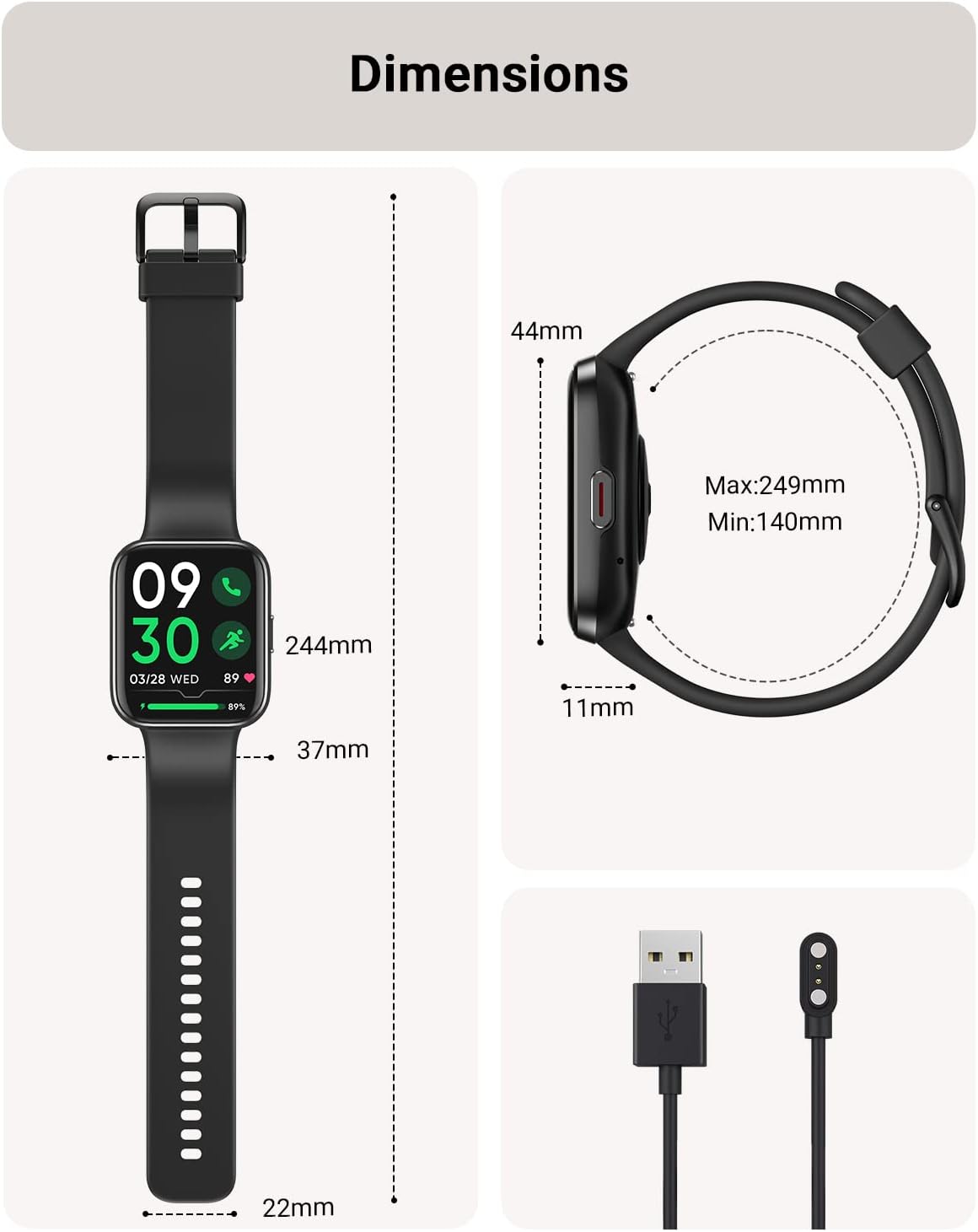 Tensky Smartwatch Herren mit Telefonfunktion 1,85 Zoll Damen Smartwatch Alexa integriert 3ATM, 110+ Sportmodi, Schrittzähler Herzfrequenz Schlaf SpO2 Fitnessuhr 350 mAh für Android iOS – Bild 7