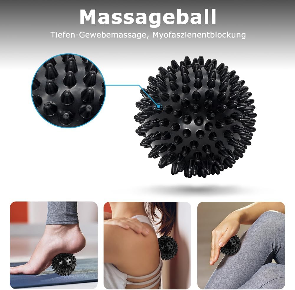 Faszienrolle, Qveetry 6-in-1 Schaumstoffrolle, Faszienrollen-Sets mit Massagerollerstange, Widerstandsbänder, Krafttraining, Massageball, Fitnessbänder, 33 cm Schaumstoffrolle für Yoga, Pilates, Sport – Bild 5