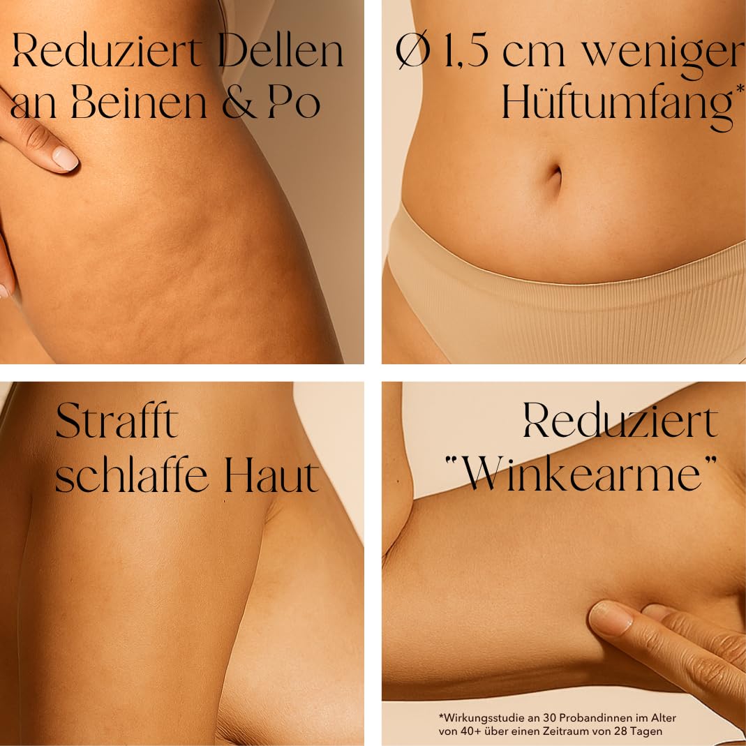 mellow NOIR Body Contour Cream 200 ml – Körpercreme gegen Cellulite und schlaffe Haut – für straffe Konturen an Bauch, Beinen und Oberarmen – zieht schnell ein, ohne zu fetten – Naturkosmetik – vegan – Bild 6