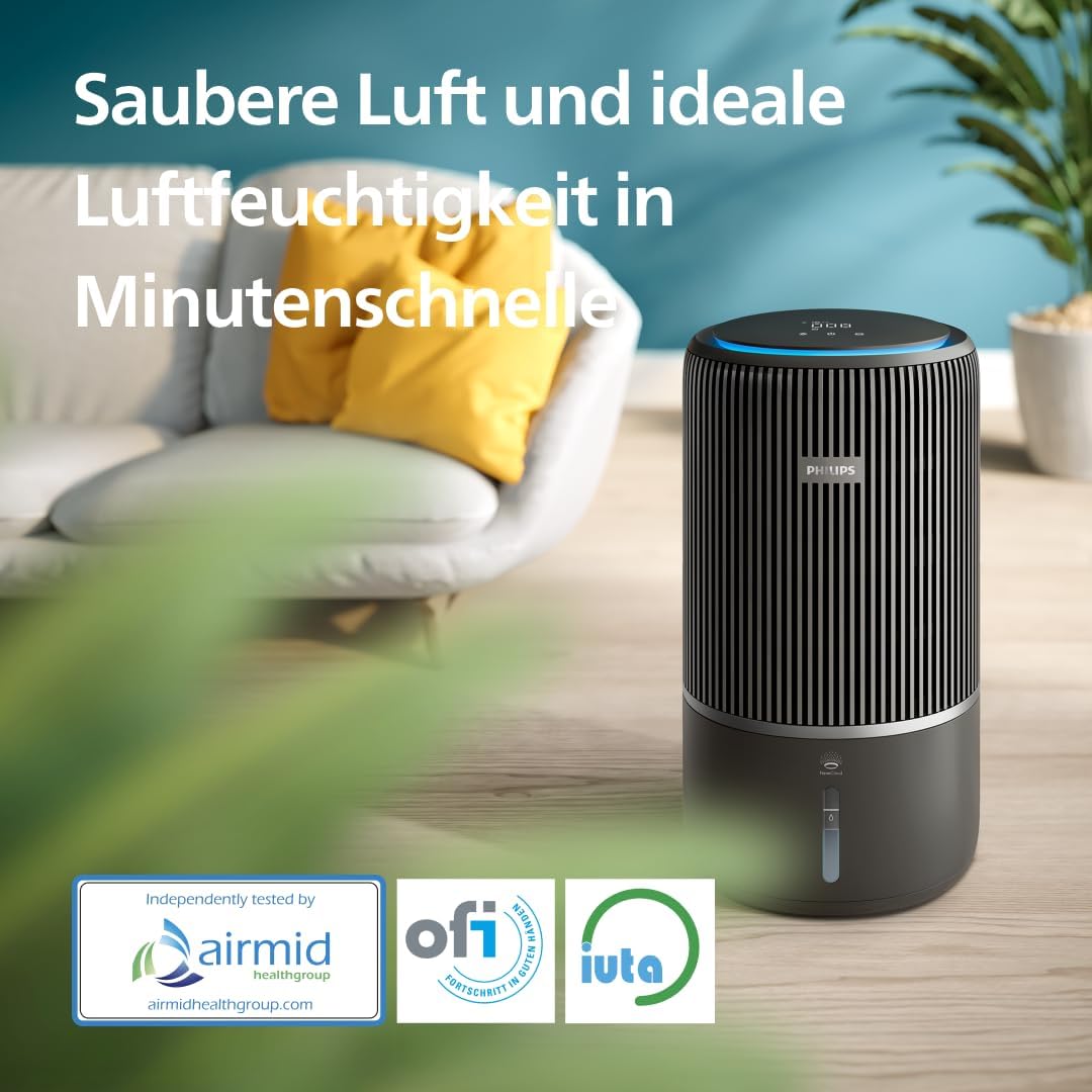 Philips 3400 Serie 2-in-1 Luftreiniger und Luftbefeuchter, HEPA NanoProtect + Aktivkohlefilter, hygienische Luftbefeuchtung mit 650 ml/h, CADR 300 m³/h für 78 m² (AC3421/13) – Bild 4