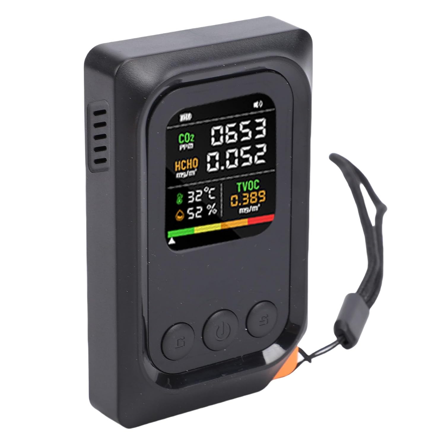 Sxhlseller 5-in-1-Luftqualitätsmonitor, professioneller Luftqualitätsdetektor mit Spracherinnerung, CO2 TVOC HCHO Temp Humid Smart Tester für Zuhause, Hotel – Bild 8