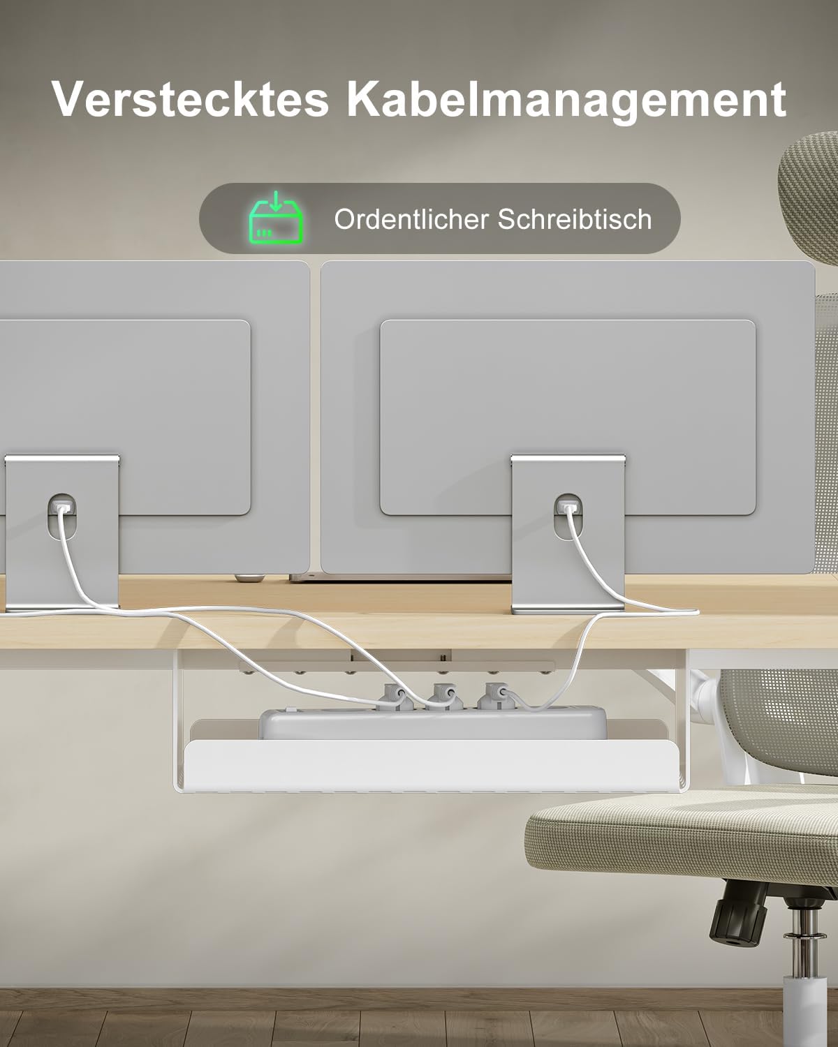 Devoko Höhenverstellbarer Schreibtisch 120 x 80 cm mit Typ-C-Ladeanschluss, mobiler elektrischer Computertisch mit Kabelmanagementablage und 3-Funktions-Speicher, Eiche – Bild 6
