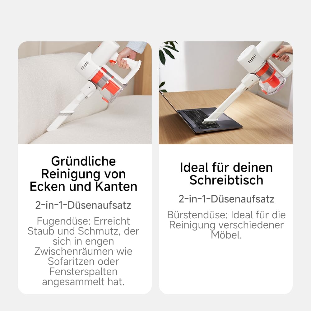 XIAOMI G20 Lite Akku-Staubsauger, 18.000 Pa Saugleistung, 40 Min. Laufzeit, Weißlicht-Stauberkennung, 2-in-1-Bürstenaufsatz, Ein-Knopf-Staubablass, für Sofarisse und Computertastaturreinigung – Bild 12