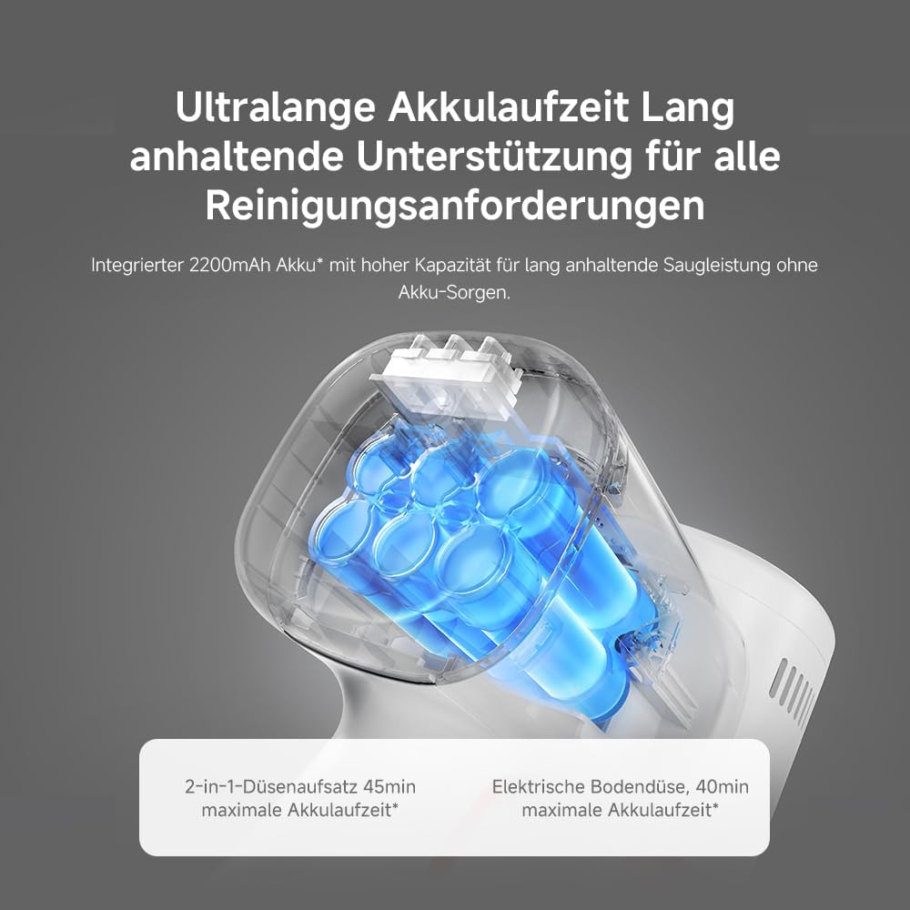 XIAOMI G20 Lite Akku-Staubsauger, 18.000 Pa Saugleistung, 40 Min. Laufzeit, Weißlicht-Stauberkennung, 2-in-1-Bürstenaufsatz, Ein-Knopf-Staubablass, für Sofarisse und Computertastaturreinigung – Bild 6