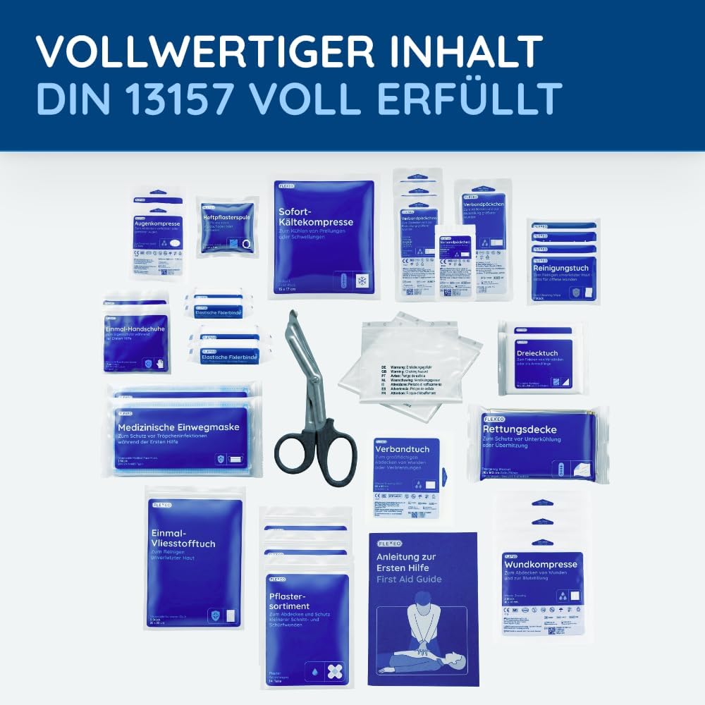 Erste-Hilfe-Koffer für Unternehmen, Inhalt nach DIN 13157, orange, gefüllter Erste-Hilfe-Kasten mit Wandhalterung – Bild 7
