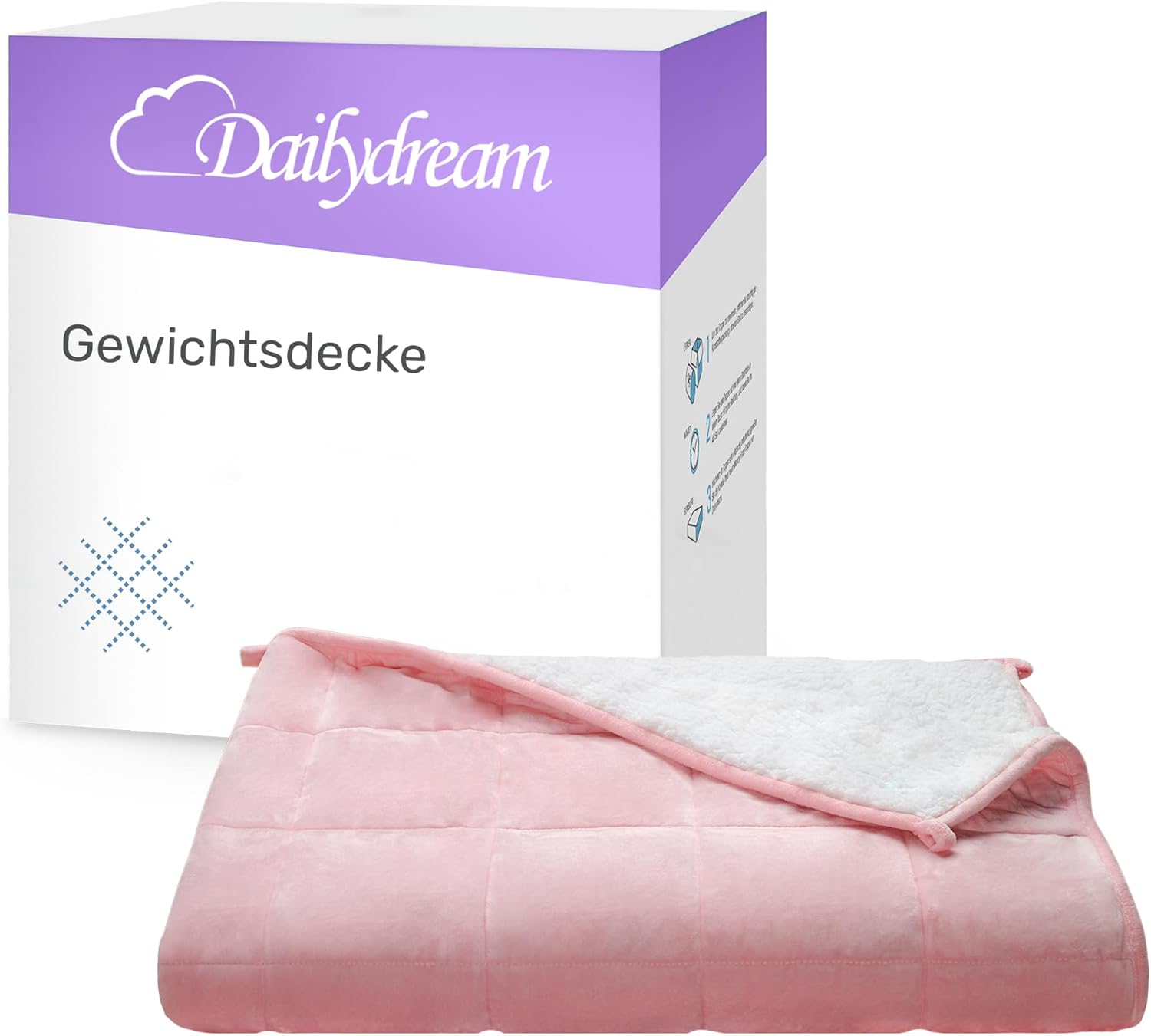 Dailydream Therapie-Gewichtsdecke 135 x 200 cm, 6 kg, rosa, flauschiges Fleece mit Glasperlenfüllung, schwere Decke zum Schlafen, Gewichtsdecke, Therapiedecke, Körpergewicht 53–65 kg