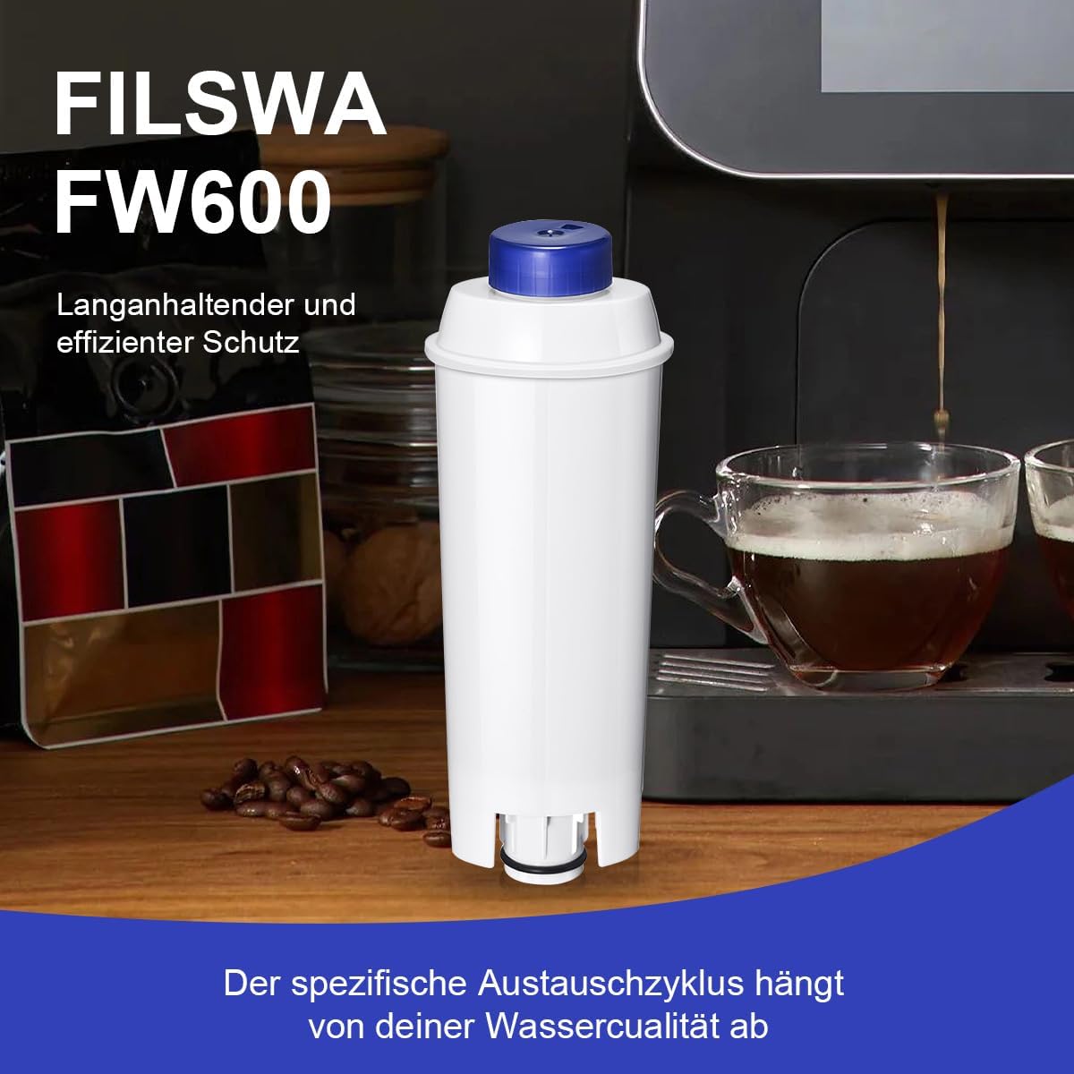 Ersatz für Delonghi Wasserfilter (DLSC002), kompatibel mit Kaffeevollautomaten, ECAM-Serie, Dinamica, Magnifica & Magnifica S/Evo, ETAM Autentica, Eletta Explorer, Prima Donna, Rivelia, Esam. – Bild 3