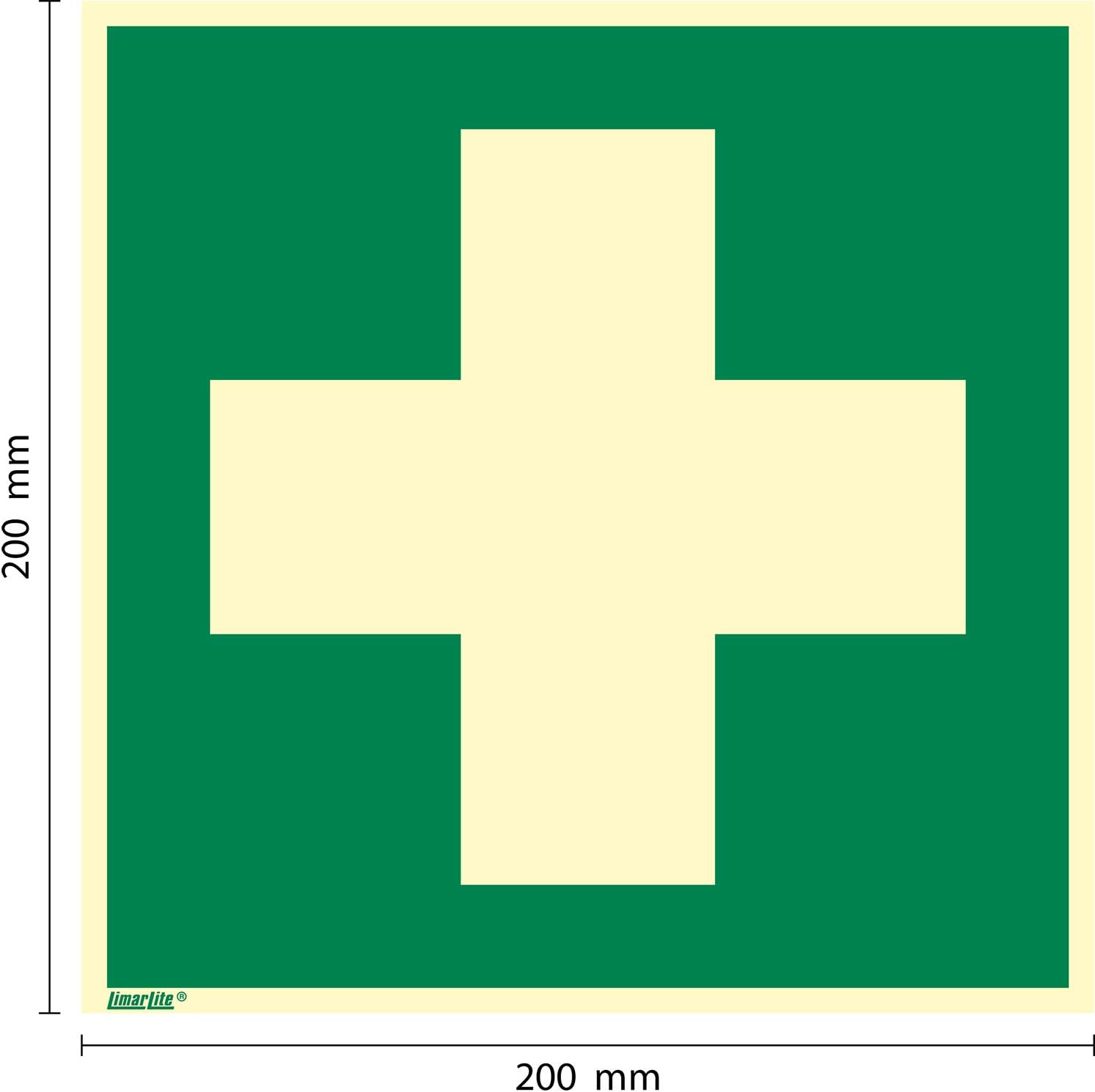 Erste-Hilfe-Nasenschild/Winkelschild, Hart-PVC, fotolumineszierend, 200 x 200 mm gemäß ASR A1.3 / ISO 7010 E003, Rettungsschild, 20 x 20 cm – Bild 3