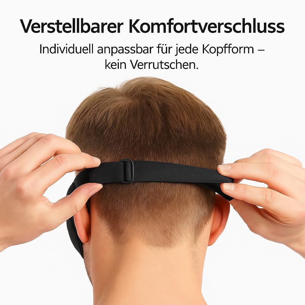3D-Schlafmaske, blickdichte Schlafmaske für Damen und Herren, für Seitenschläfer, bequeme Augenmaske mit Augenraum, Schlafmaske aus Baumwolle, verstellbar, Reisen, Festival, Camping (schwarz, 1er-Set) – Bild 6