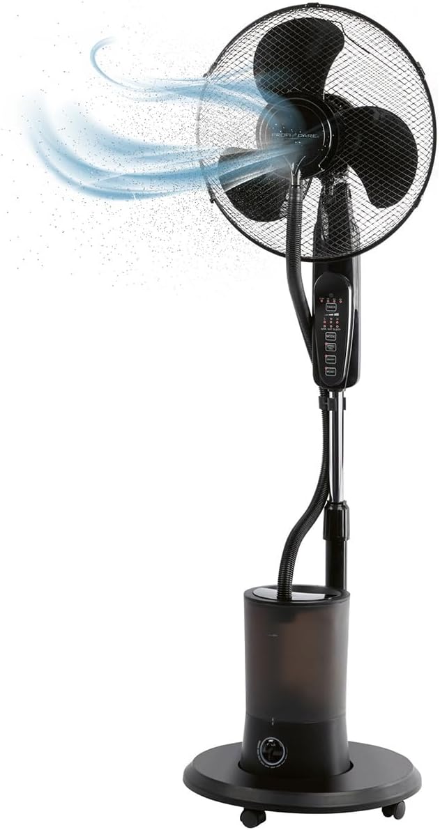 ProfiCare Leise Ventilator mit Luftbefeuchter, Schwenkfunktion, Höhe und Winkel verstellbar, 3 Stufen, Timer, Standventilator, sehr leise, Ventilator mit Fernbedienung, Ventilator PC VL 3142 LB