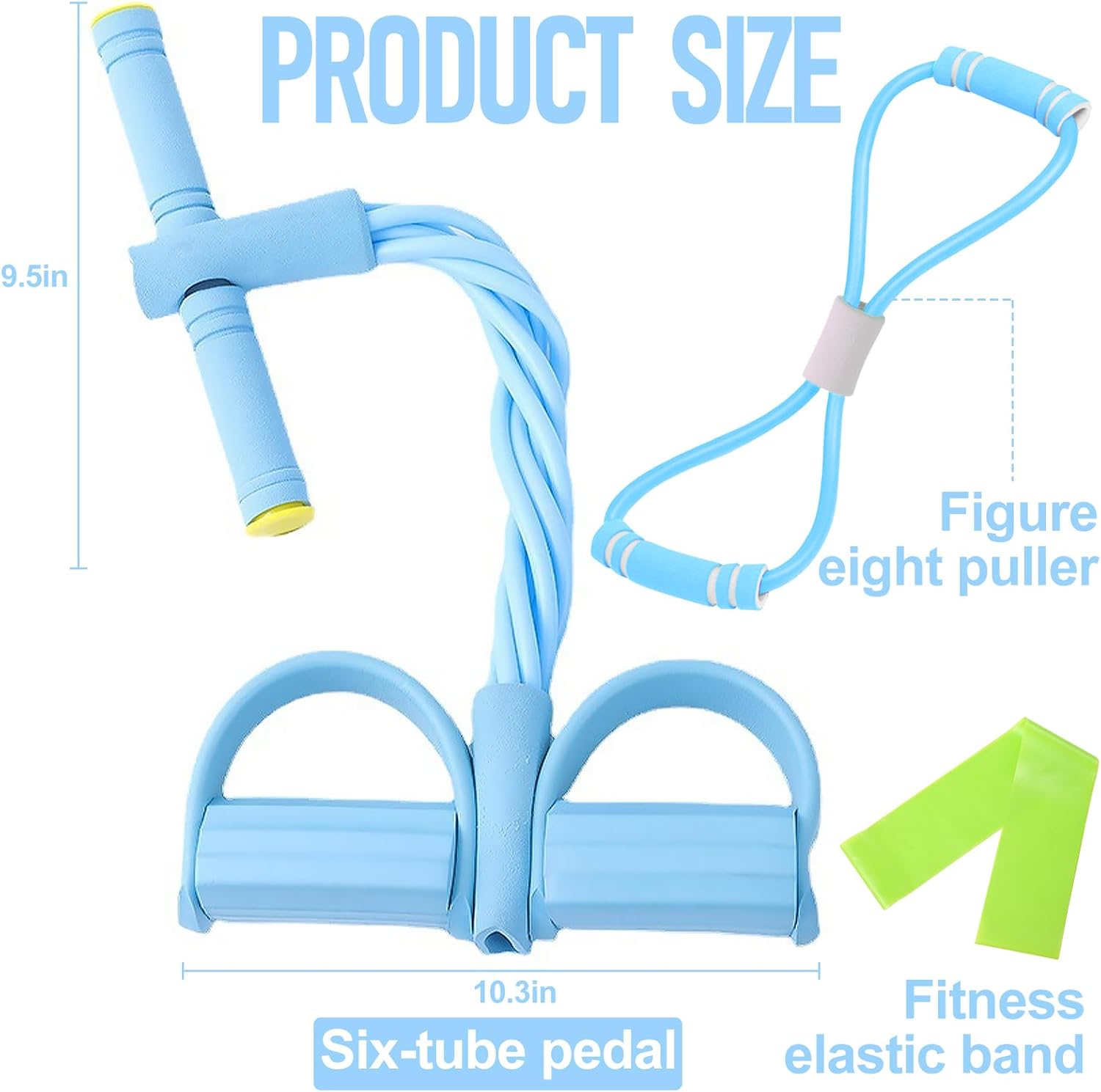 Pedal-Widerstandsband mit 8-förmigem Widerstandsband und Fitnessbändern, 6-Röhren-Gummi-elastisches Zugseil, Fitness-Übungsbänder, sicher und ungiftig – Bild 2