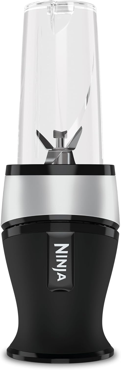 Ninja 700 W Slim Mixer & Smoothie Maker, 2 x 470 ml Becher mit Ausgussdeckel, persönlicher Mixer, zerkleinert Eis und gefrorene Früchte, Silber/Schwarz QB3001UKS – Bild 10