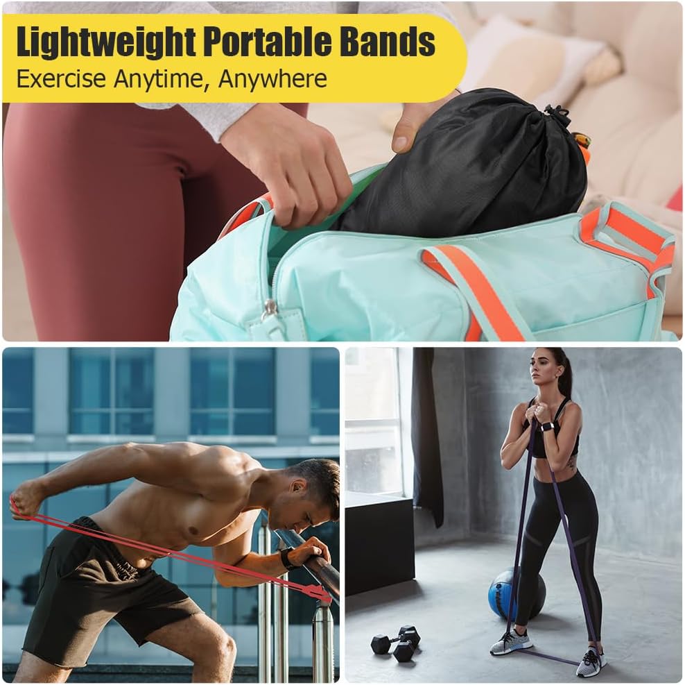 flintronic Widerstandsbänder Set, Widerstandsbänder in verschiedenen Stärken, Fitnessband, Gymnastikband zum Muskelaufbau, Fitnessbänder für Klimmzugtraining, Krafttraining, Yoga – Bild 8