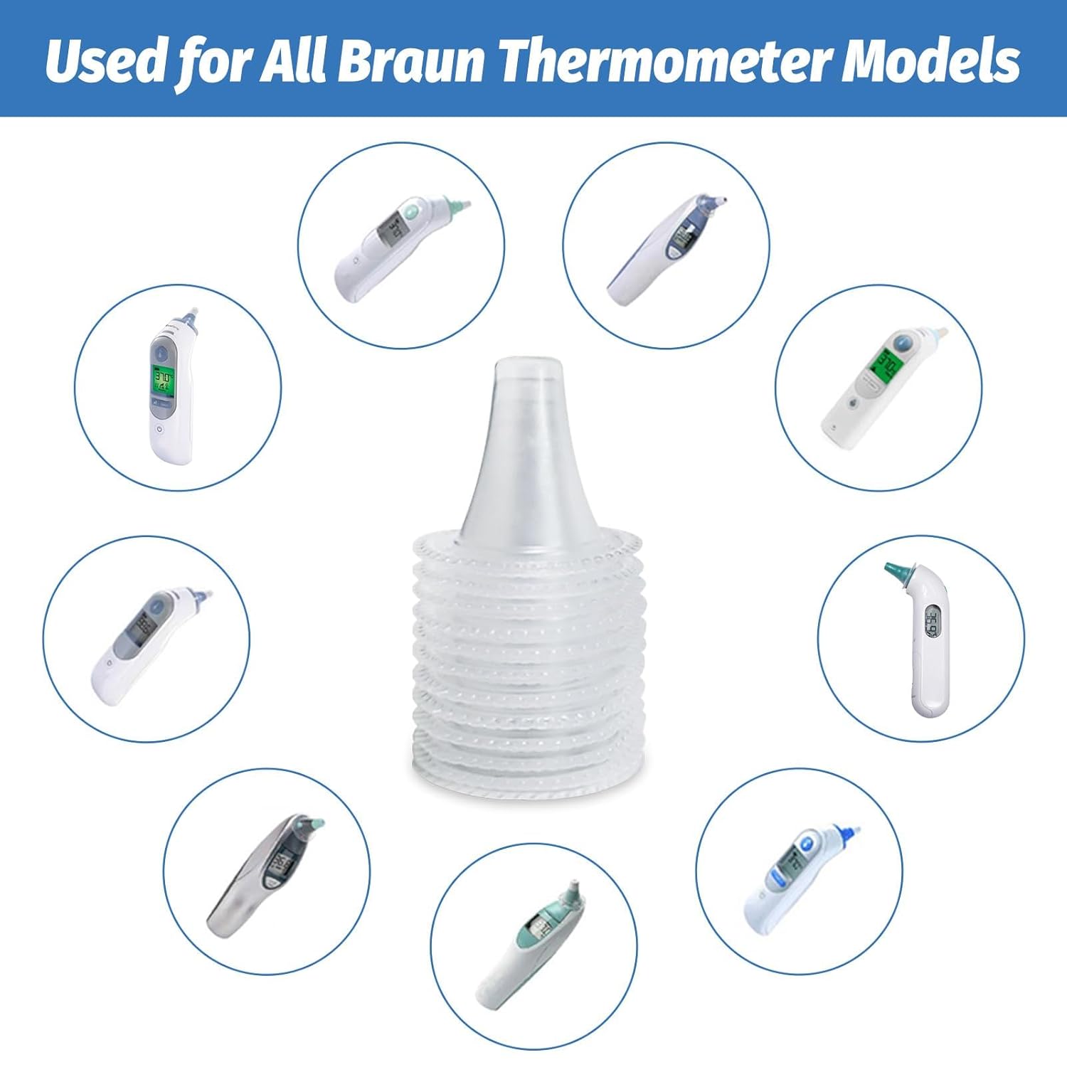 100 Stück Braun-Thermometerkappen, Ohrthermometer-Sondenabdeckungen. Ersatzkappen für alle Braun-Modelle und verschiedene Arten von Ohrthermometern – Bild 4