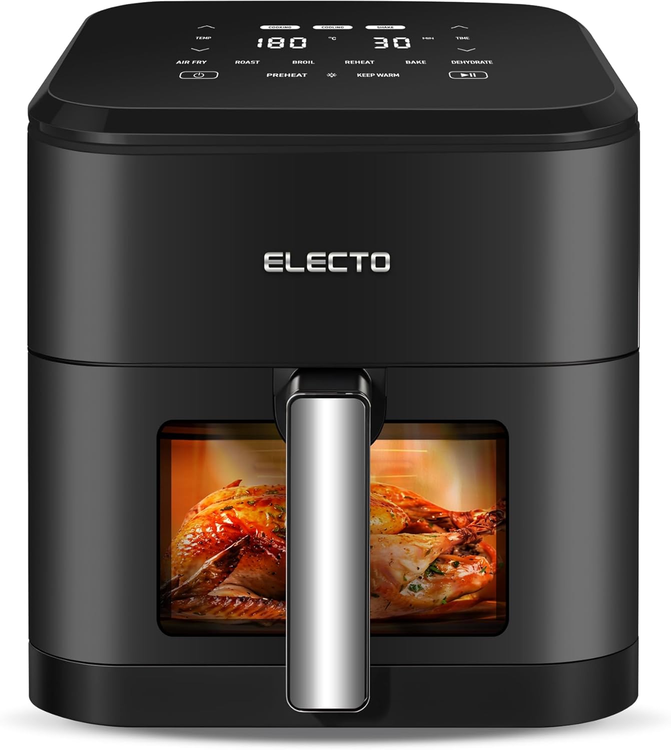 ELECTO – Heißluftfritteuse 8L Smart 2000W – App-Steuerung über WLAN – 8 Automatikprogramme – Antihaftbeschichtung – Gesunde fettfreie Zubereitung mit Rapid Air-Technologie – Schwarz