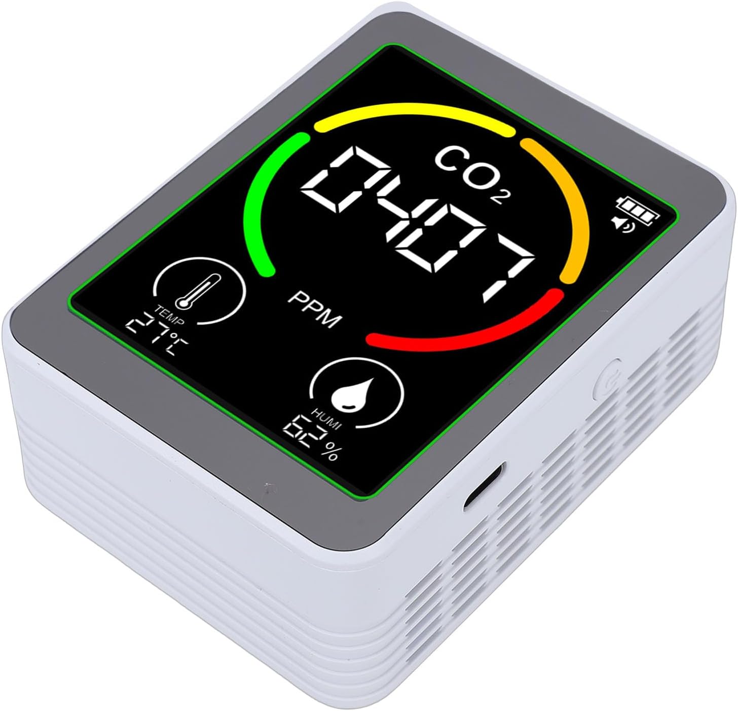 Topiky 3-in-1-Professioneller Luftqualitätsmonitor für Innenräume, CO2-Temperatur-Feuchtigkeits-Erkennungstester, Tragbarer Luftqualitätstester, Temperatur-Feuchtigkeitsmessgerät-Kit für das – Bild 7