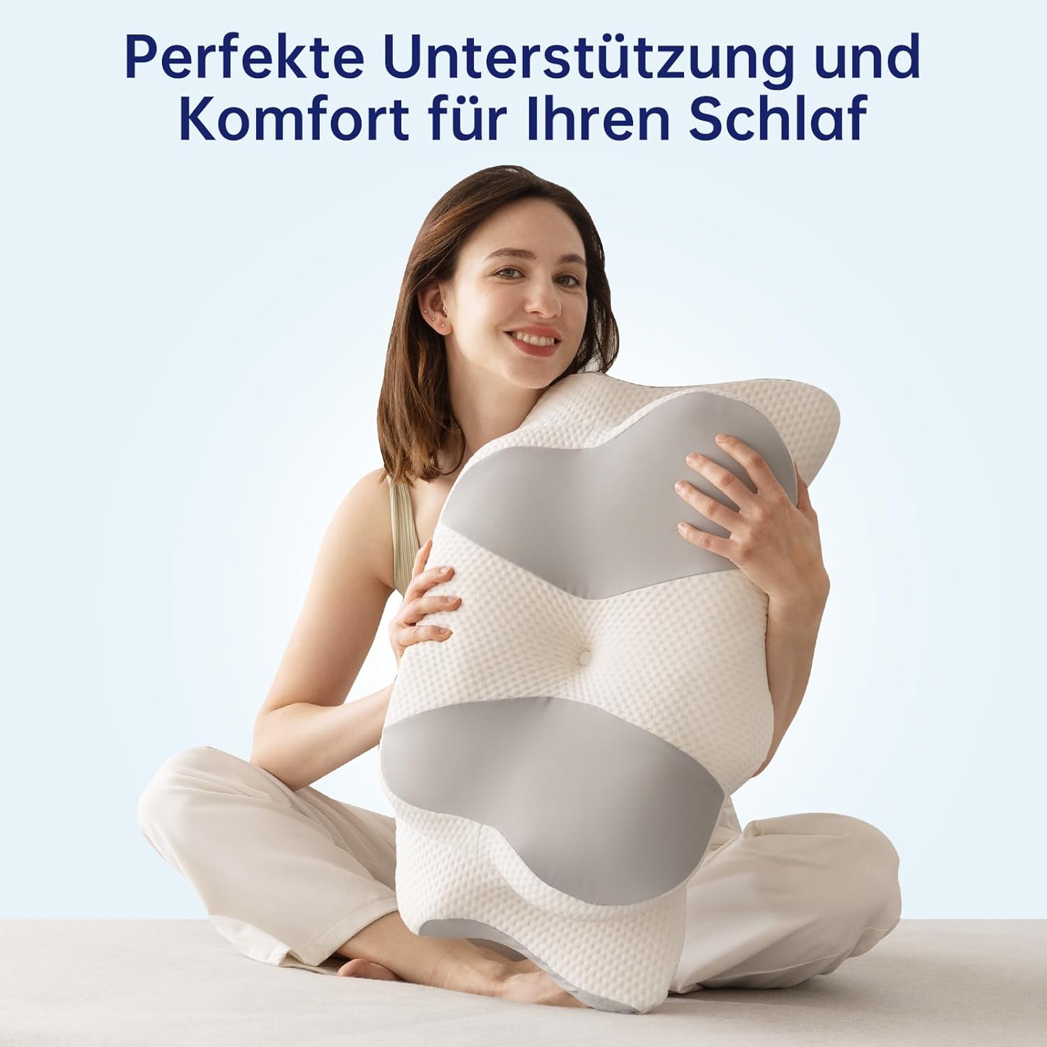 Orthopädisches Kissen mit Memory-Schaum, Anti-Schnarch-Kissen, Nackenstützkissen, ergonomisches Kissen, Schlafkissen für Seitenschläfer, Rückenschläfer und Bauchschläfer (grau) – Bild 7