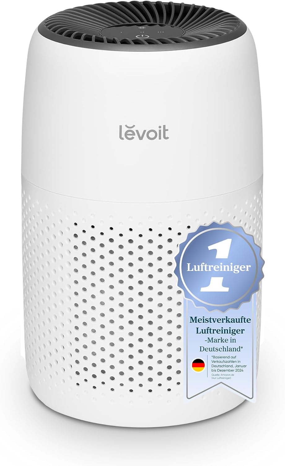 Levoit Luftreiniger für Allergiker mit Aromatherapie, HEPA-Luftfilter gegen Schimmel, Staub und Tierhaare bis 0,3 µm für Schlafzimmer, 7 Watt energiesparend, 3 Geschwindigkeiten, weiß
