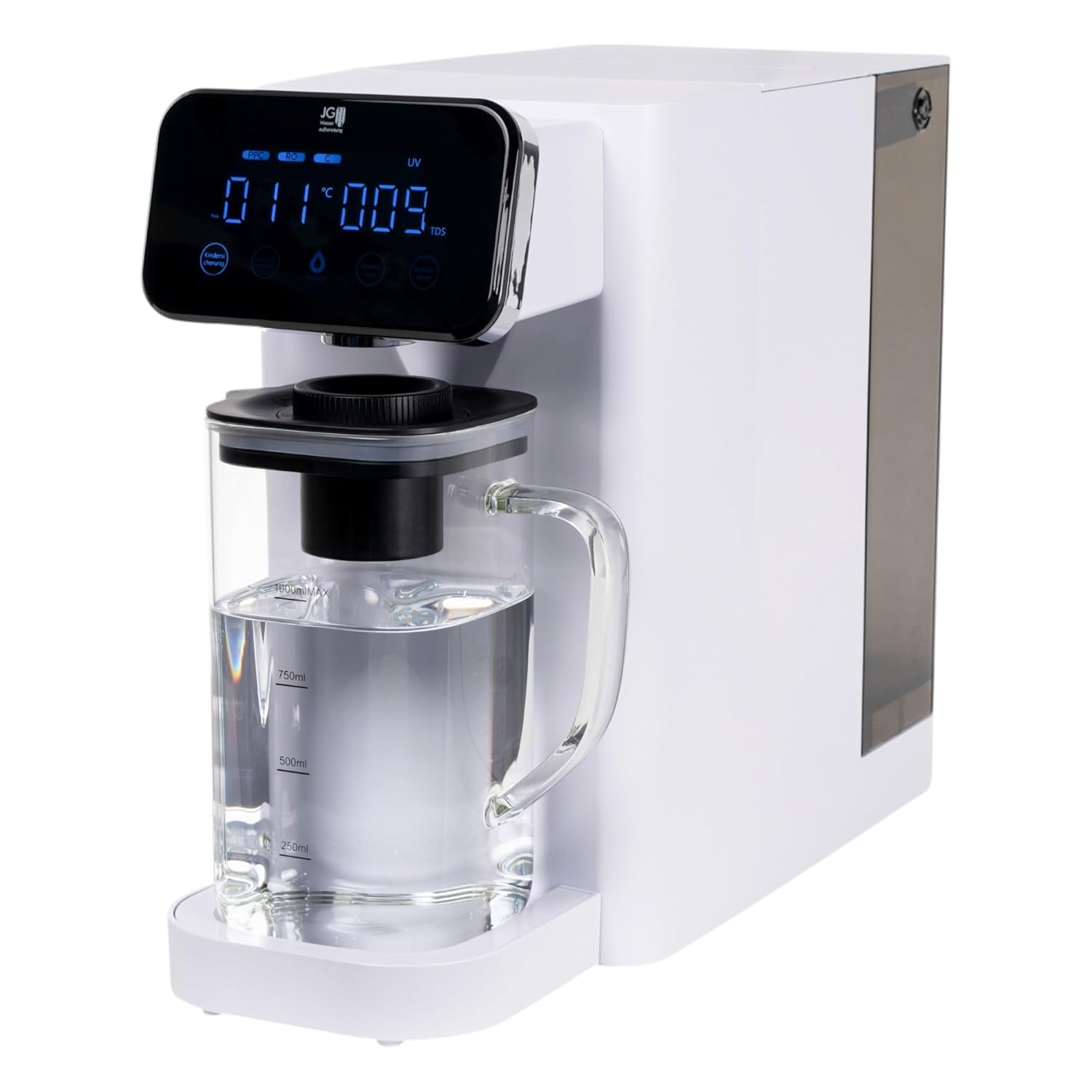 Vivalis One Tischosmosesystem mit Heißwasser und UV – 6-stufiger Umkehrosmose-Wasserfilter, 3,2 l Tank, 45–95 °C, Alca-Mineralisierung