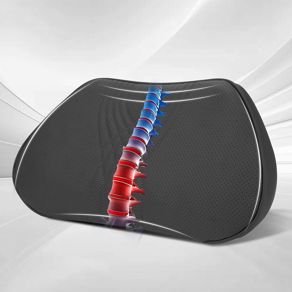 Auto-Lendenkissen – Ergonomische Lendenwirbelstütze mit Memory-Schaum, Leder-Lendenwirbelstützkissen, Autositz-Rückenkissen für Autositze, Bürostuhl, Rollstuhl, Schwarz, 1 Stück – Bild 8